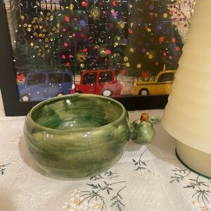 Artisan Green Ceramic Mug with Handle